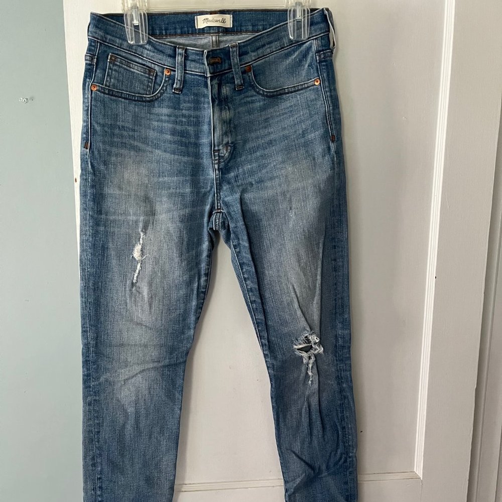 Madewell, distressed jeans, Size 29, 9 inch high-rise skinny jeans